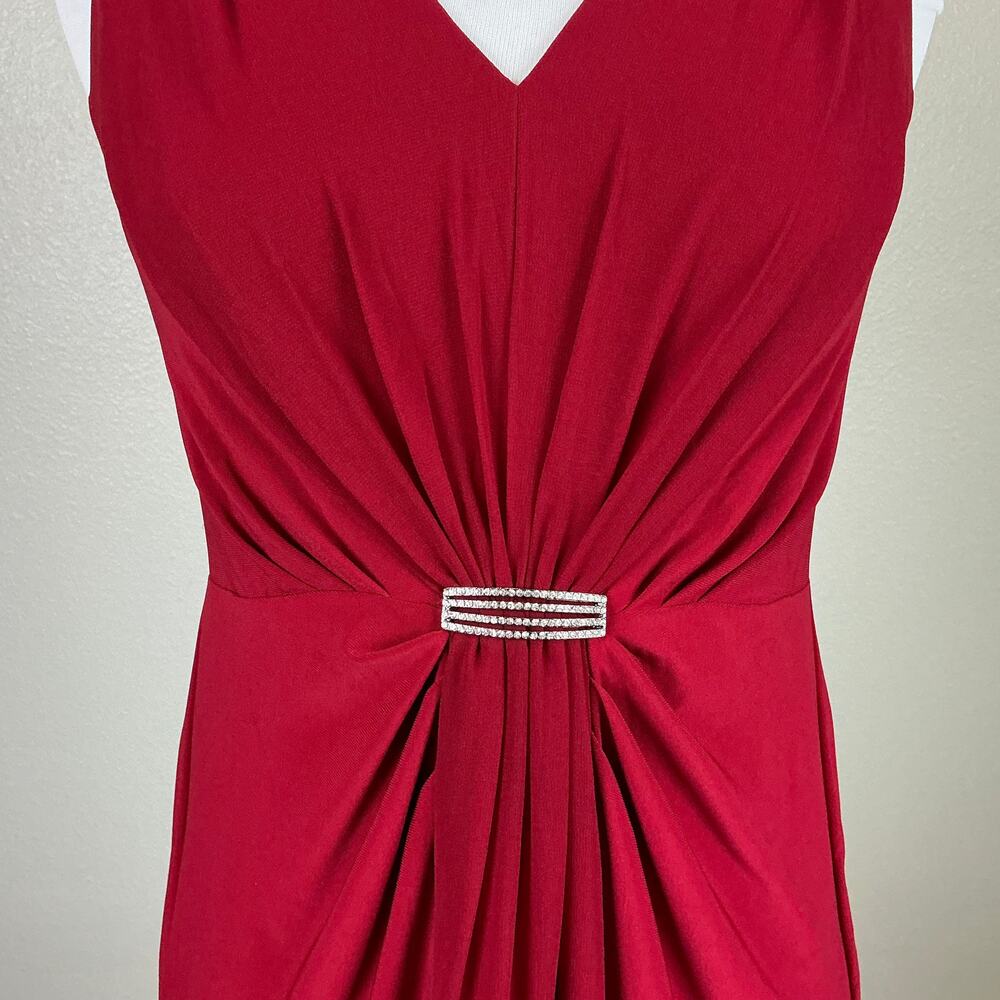 Ralph Lauren Embellished Chiffon Sleeveless A-Line Cocktail Dress Red Size 6P - Picture 8 of 12